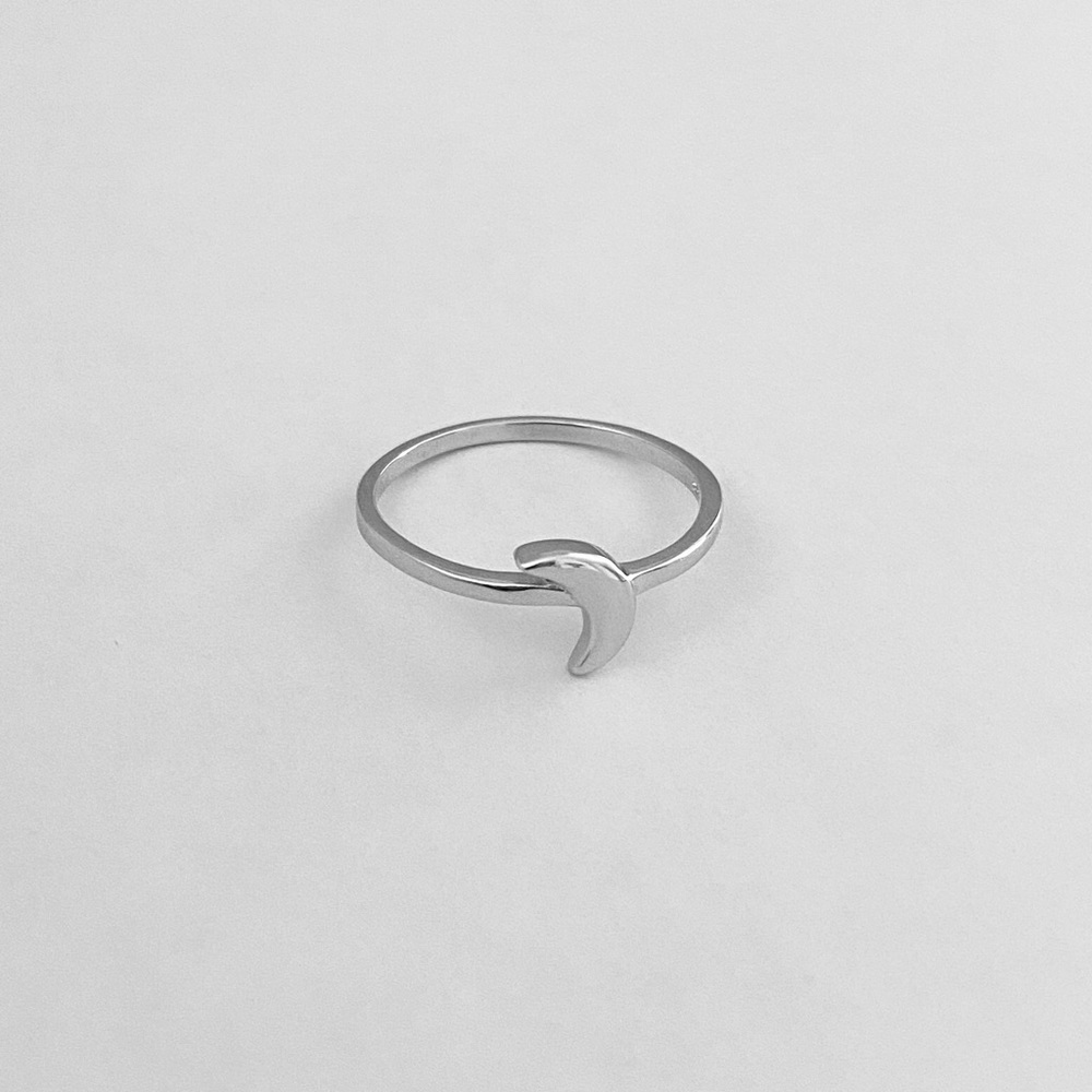 Silver Small Solid Small Crescent Moon Ring - image 5